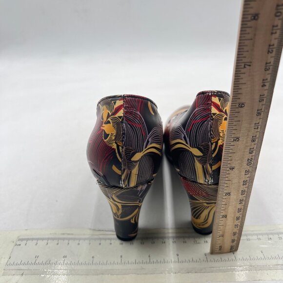 miss left Graffiti Low Platform Chunky High Heel Slip On Round Toe Dressy Pump - Picture 5 of 8